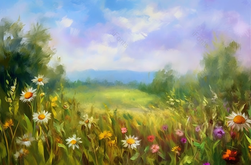 蓝天白云草地草坪油画手绘背景图,插画/手绘图,插画/手绘图库,插画/手绘图下载,插画/手绘